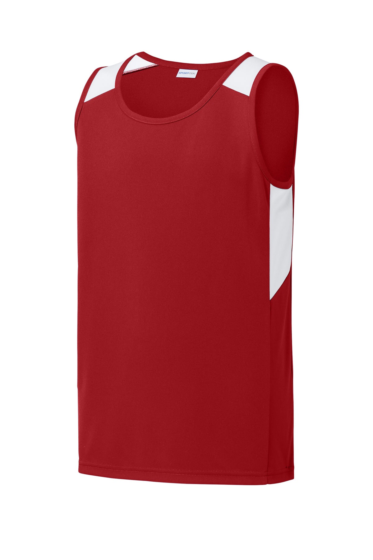 Sport-Tek Youth Club Track Tank - Deep Red/ White