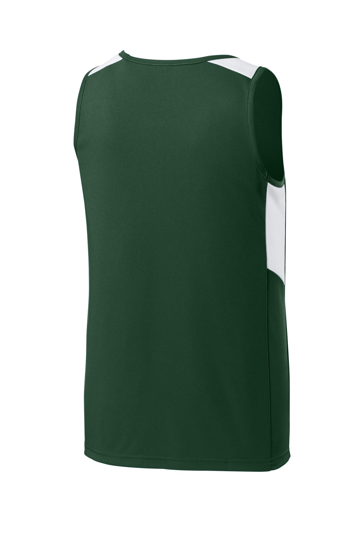 Sport-Tek Youth Club Track Tank - Forest Green/ White