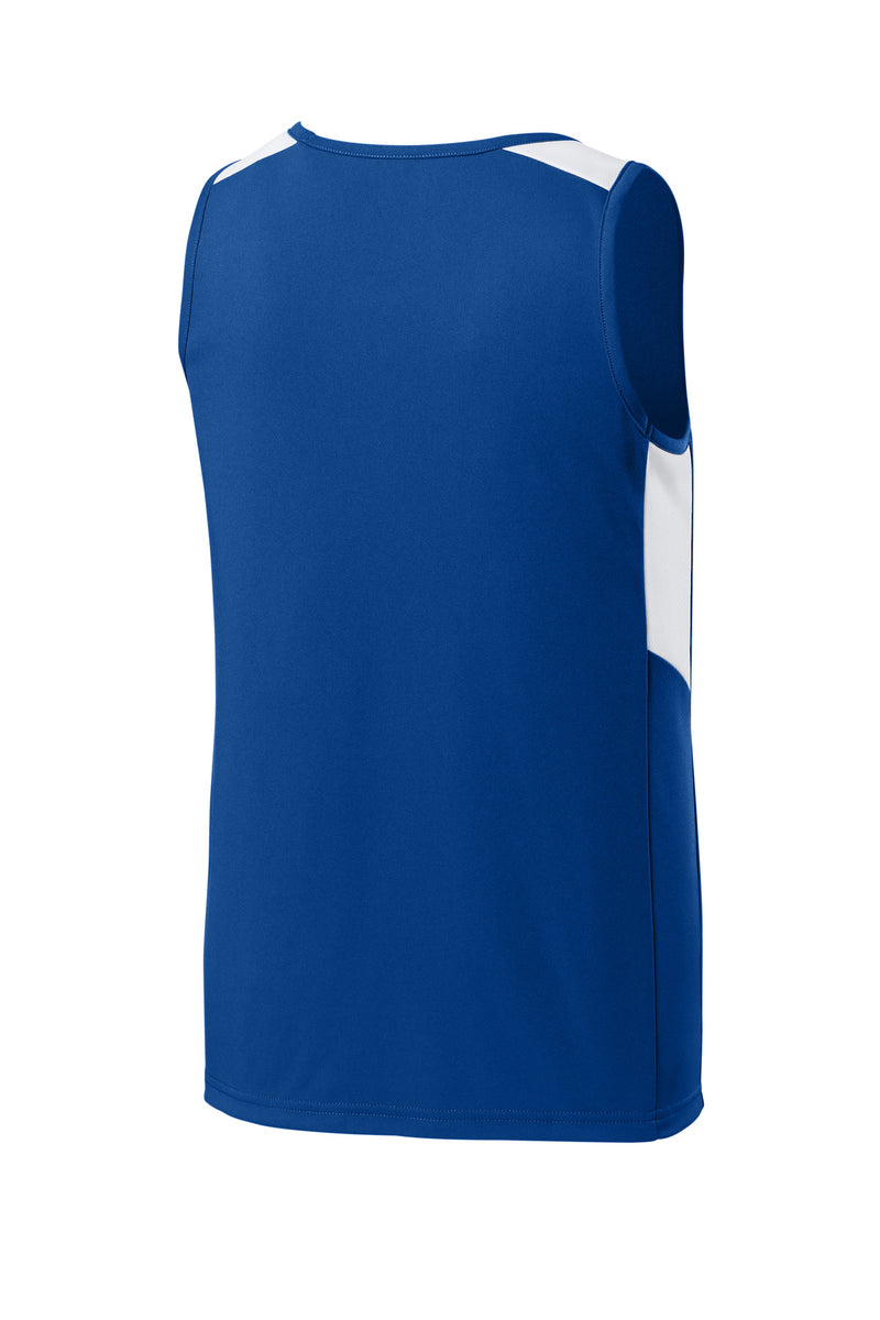 Sport-Tek Youth Club Track Tank - True Royal/ White