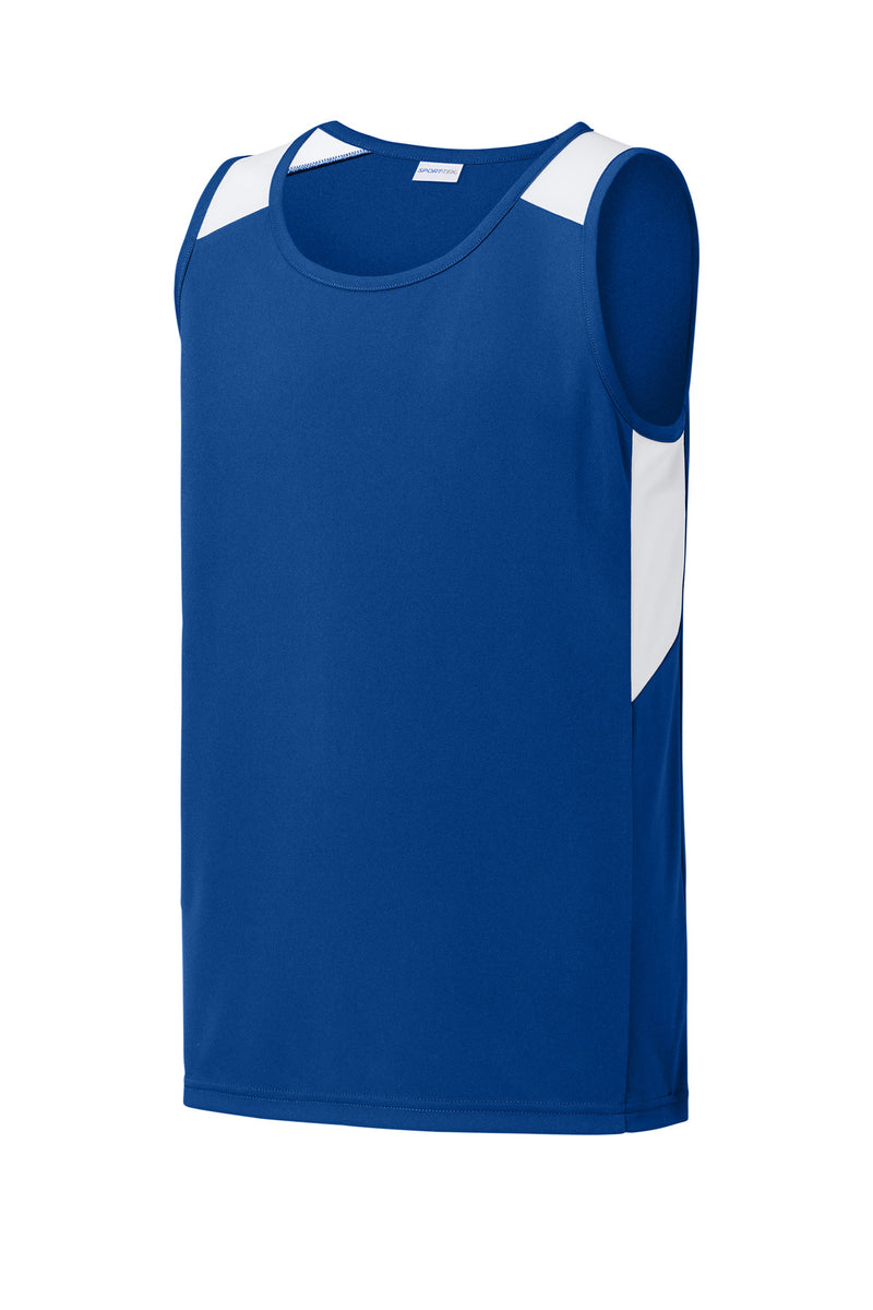 Sport-Tek Youth Club Track Tank - True Royal/ White