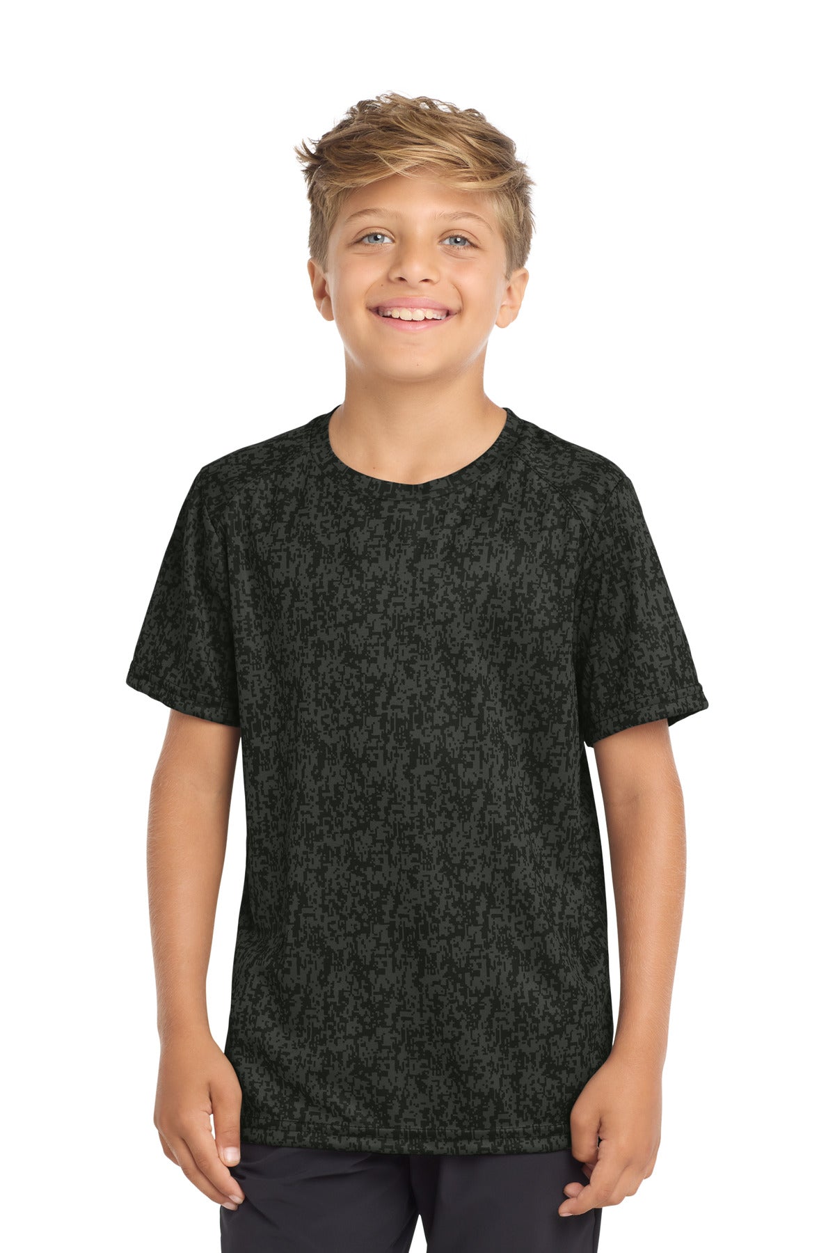 Sport-Tek  Youth Digi Camo Tee - Black