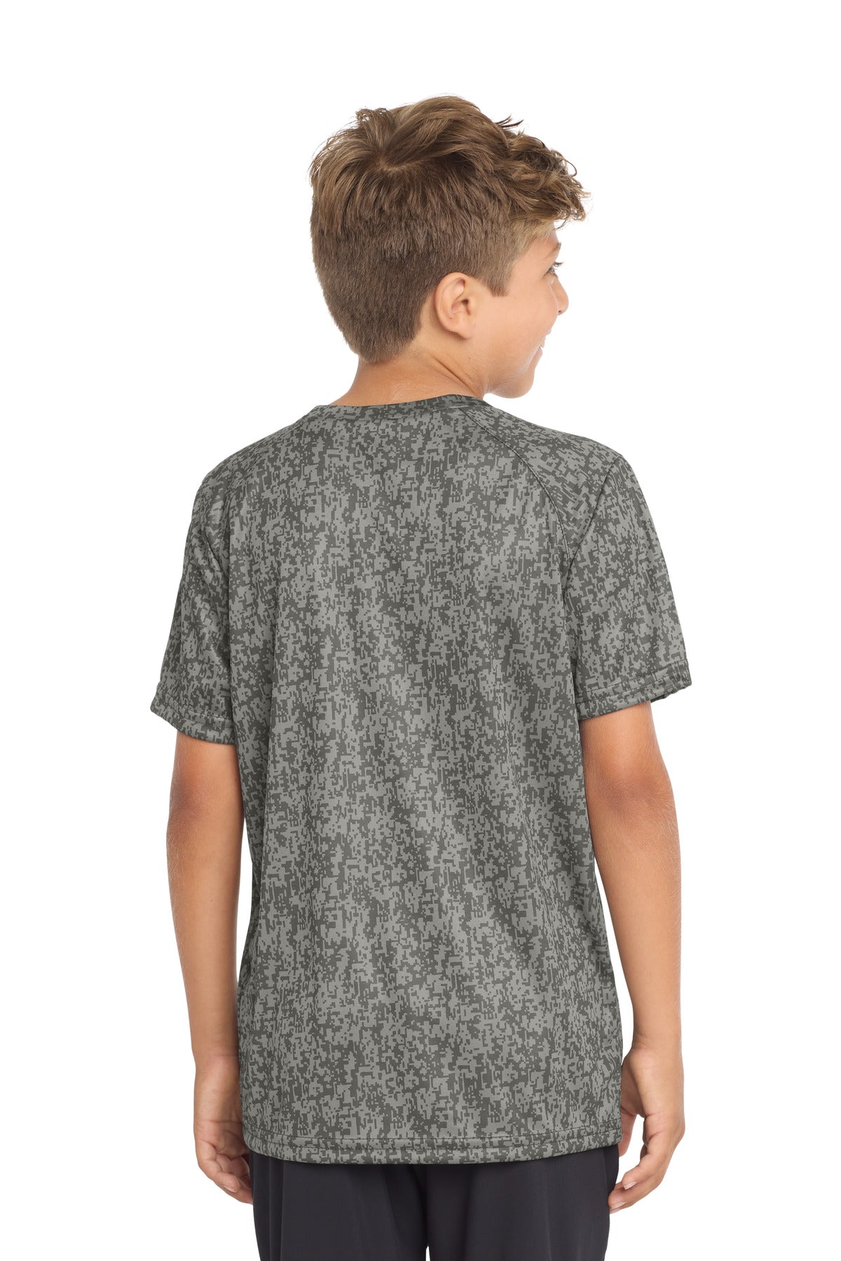 Sport-Tek  Youth Digi Camo Tee - Grey Concrete