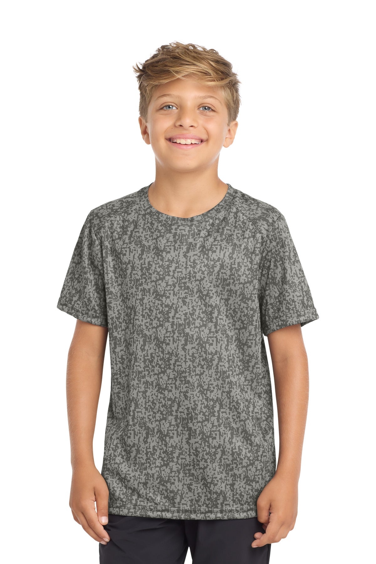 Sport-Tek  Youth Digi Camo Tee - Grey Concrete