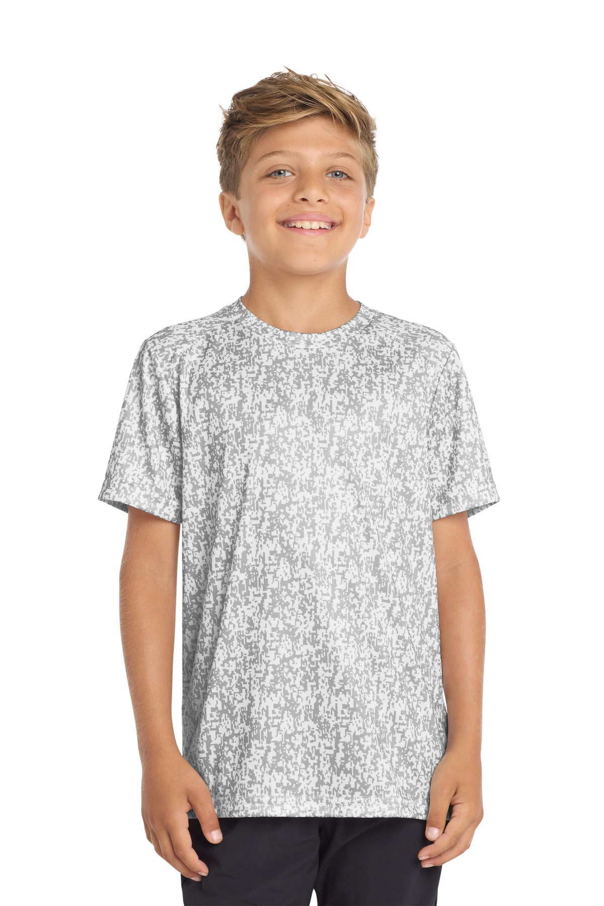 Sport-Tek  Youth Digi Camo Tee - White