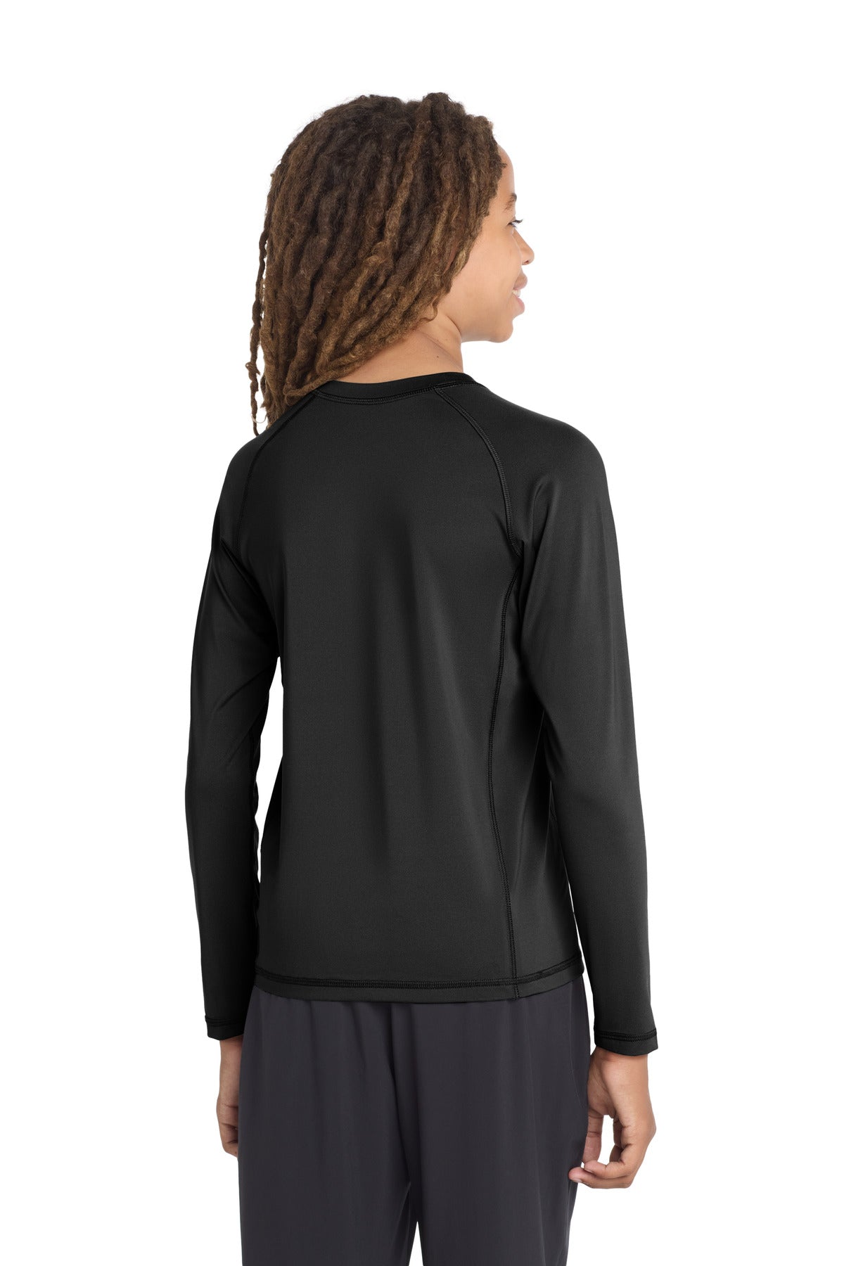 Sport-Tek  Youth Long Sleeve Rashguard Tee - Black