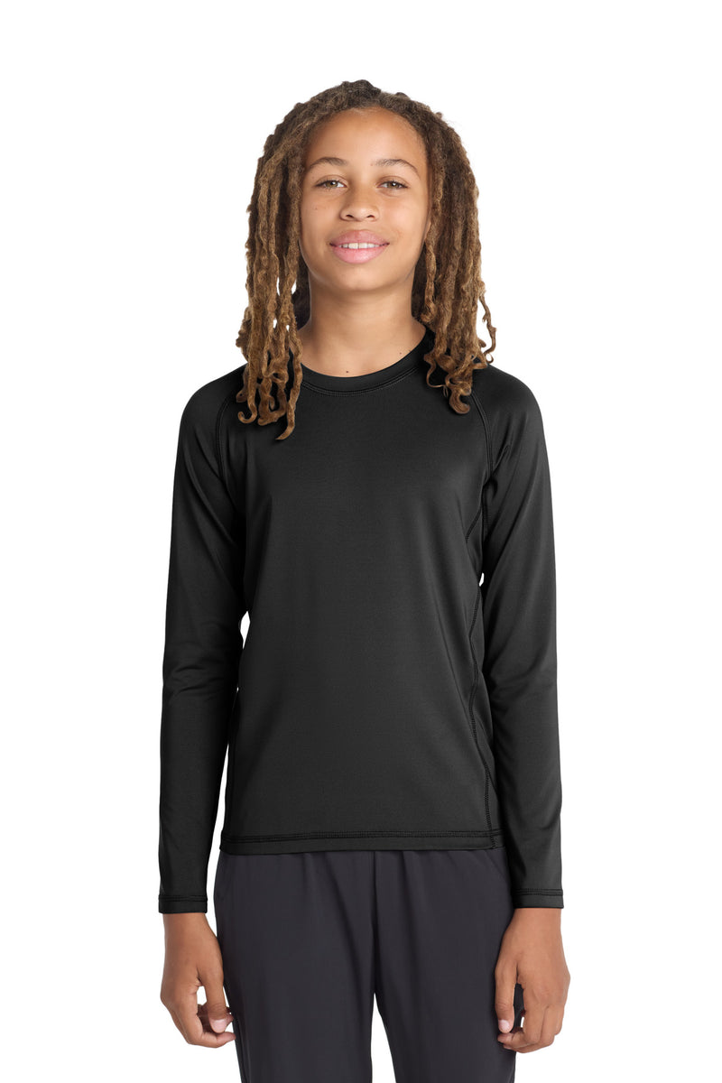 Sport-Tek  Youth Long Sleeve Rashguard Tee - Black