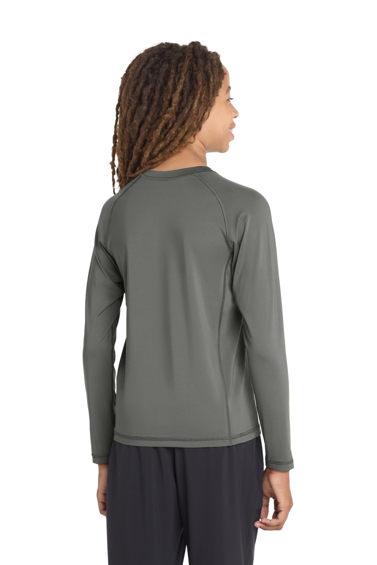 Sport-Tek  Youth Long Sleeve Rashguard Tee - Dark Smoke Grey