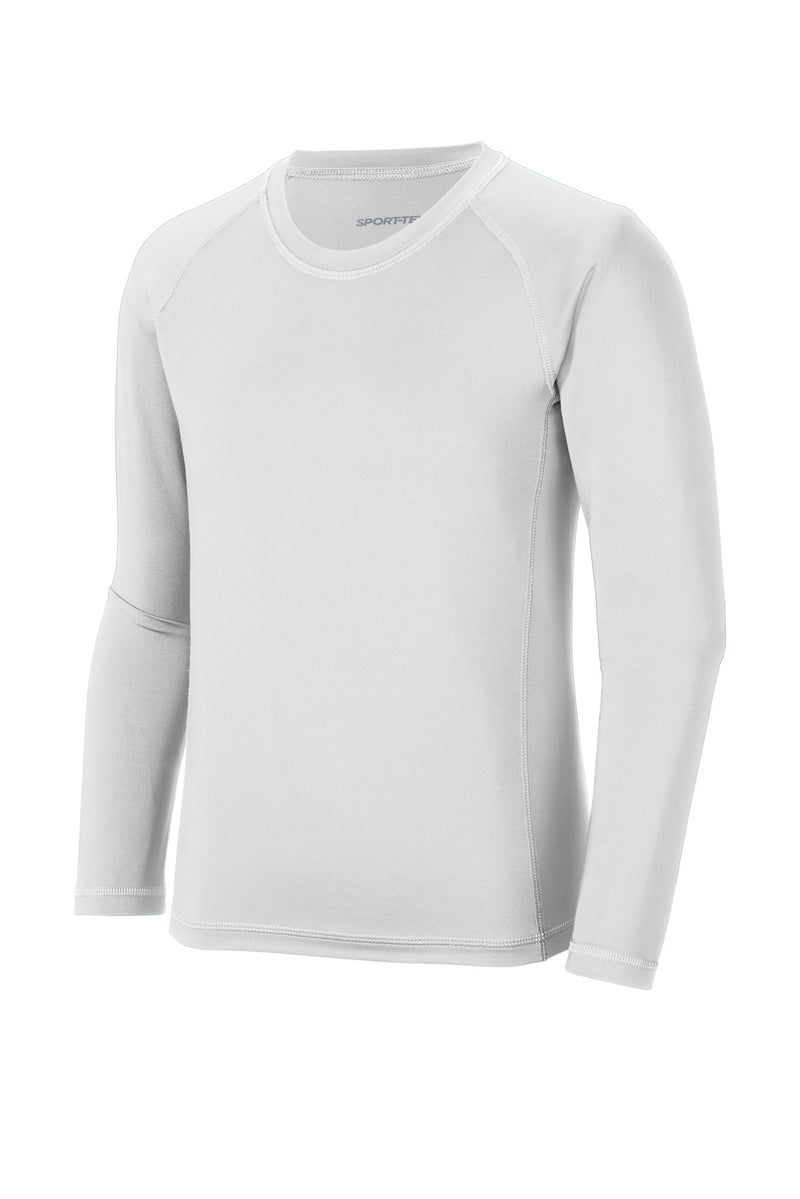 Sport-Tek  Youth Long Sleeve Rashguard Tee - White