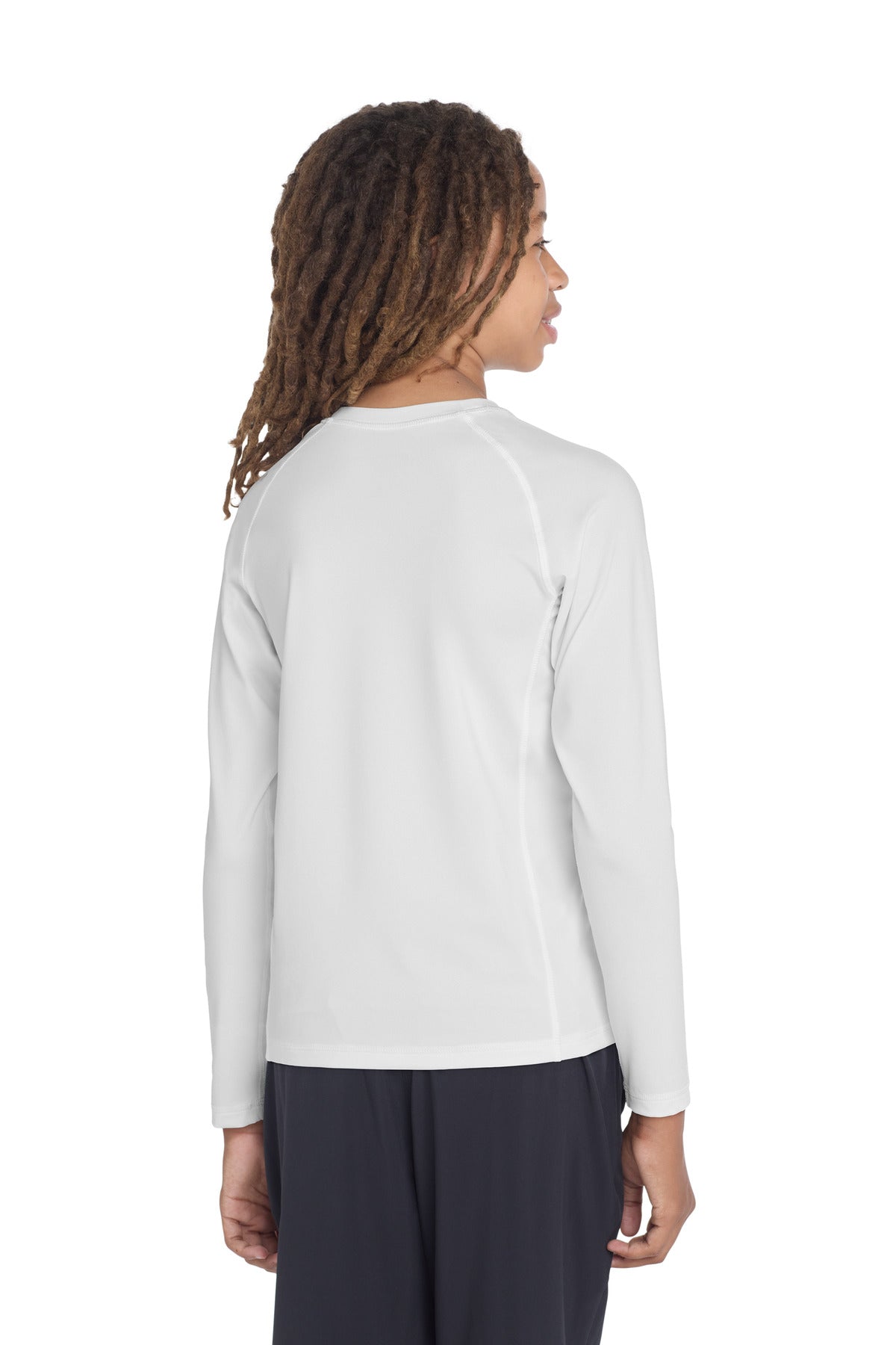 Sport-Tek  Youth Long Sleeve Rashguard Tee - White