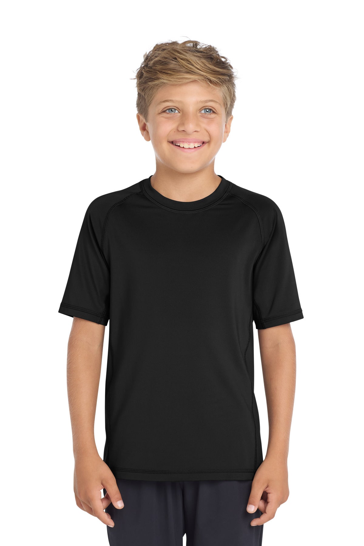 Sport-Tek  Youth Rashguard Tee - Black