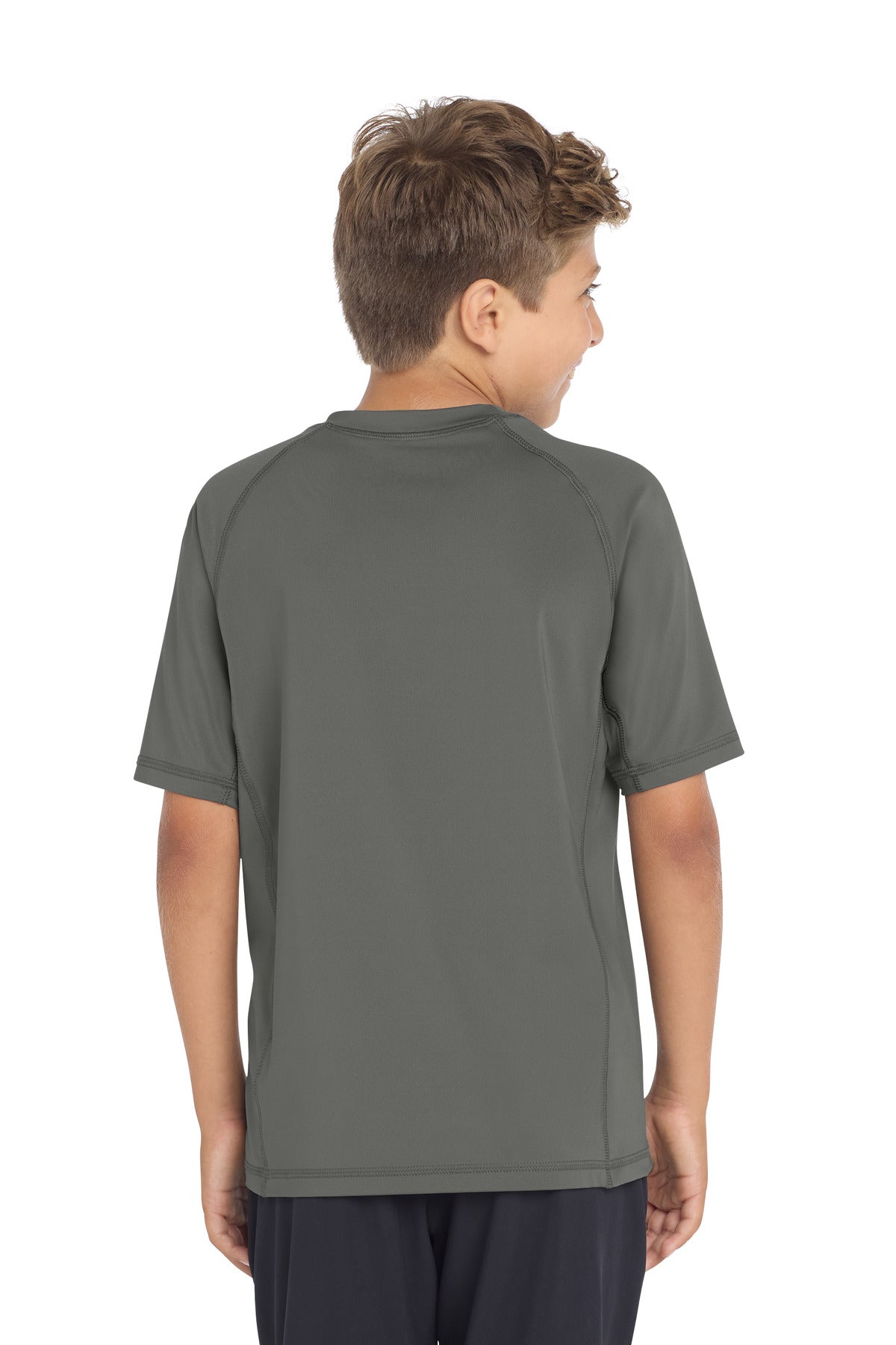 Sport-Tek  Youth Rashguard Tee - Dark Smoke Grey