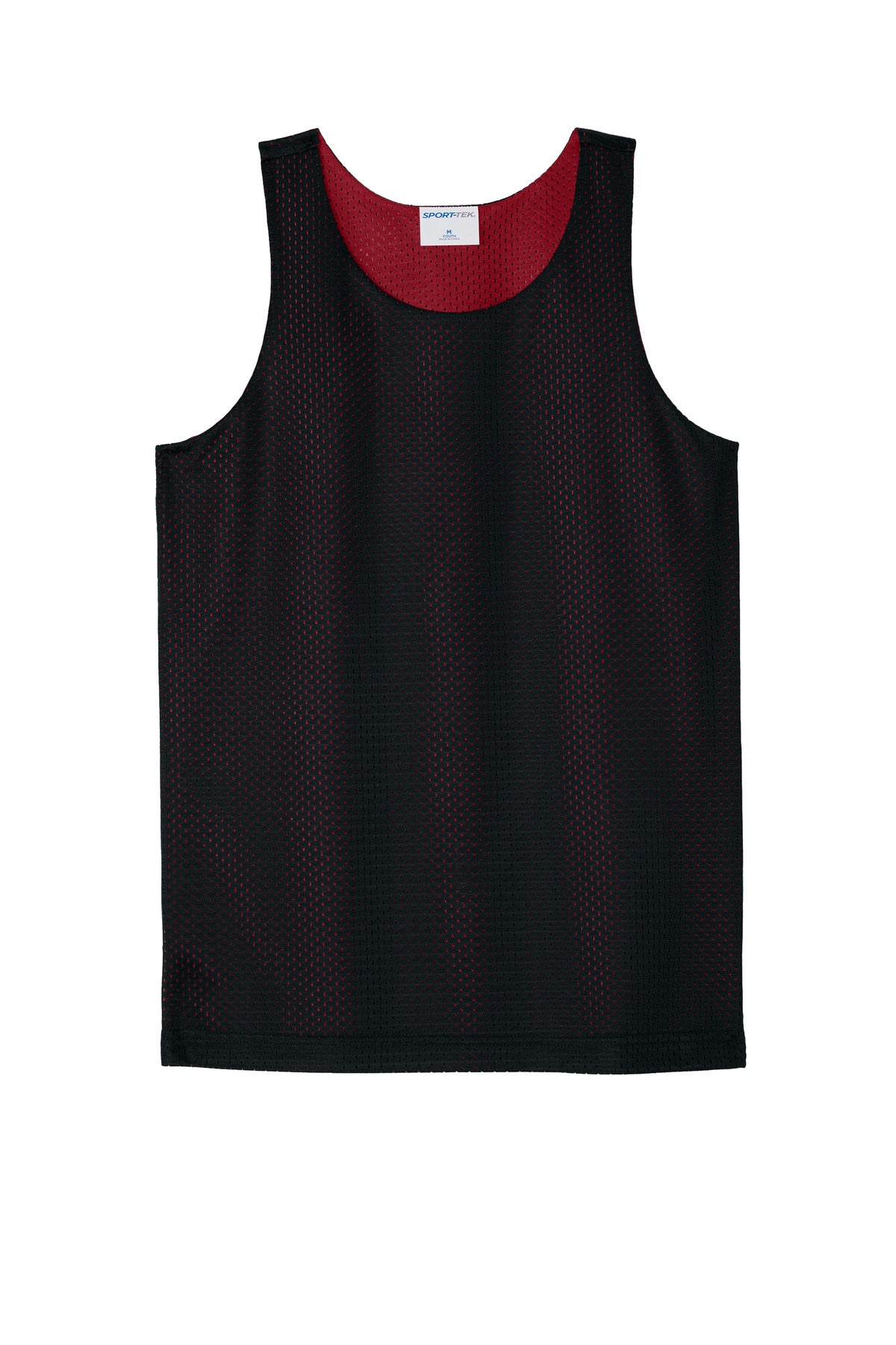 Sport-Tek Youth PosiCharge Reversible Mesh Tank - Black/ Deep Red
