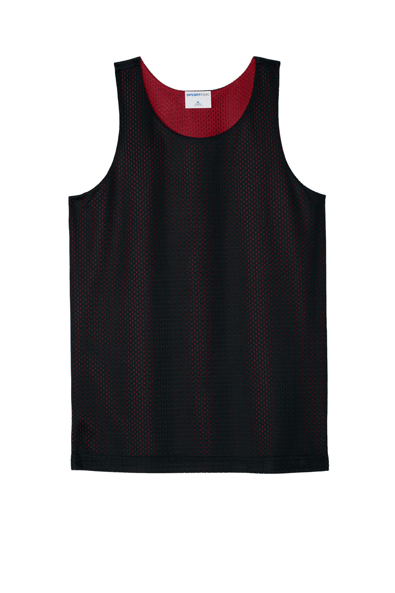 Sport-Tek Youth PosiCharge Reversible Mesh Tank - Black/ Deep Red