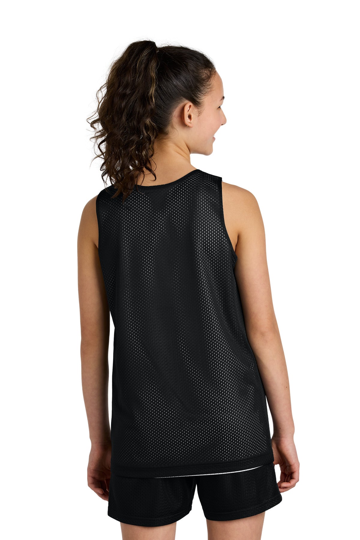 Sport-Tek Youth PosiCharge Reversible Mesh Tank - Black/ White