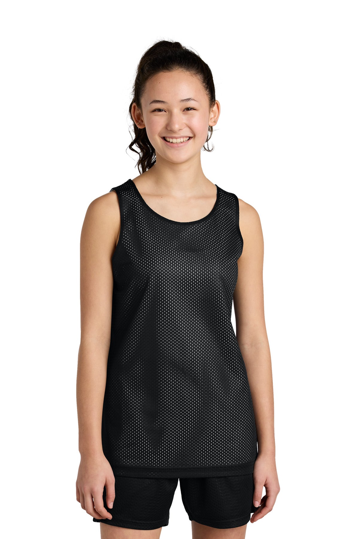 Sport-Tek Youth PosiCharge Reversible Mesh Tank - Black/ White