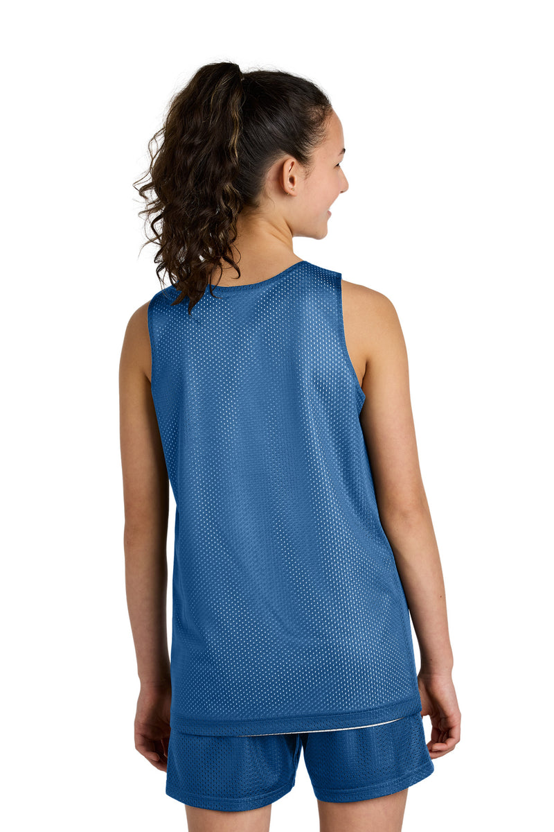 Sport-Tek Youth PosiCharge Reversible Mesh Tank - Carolina Blue/ White