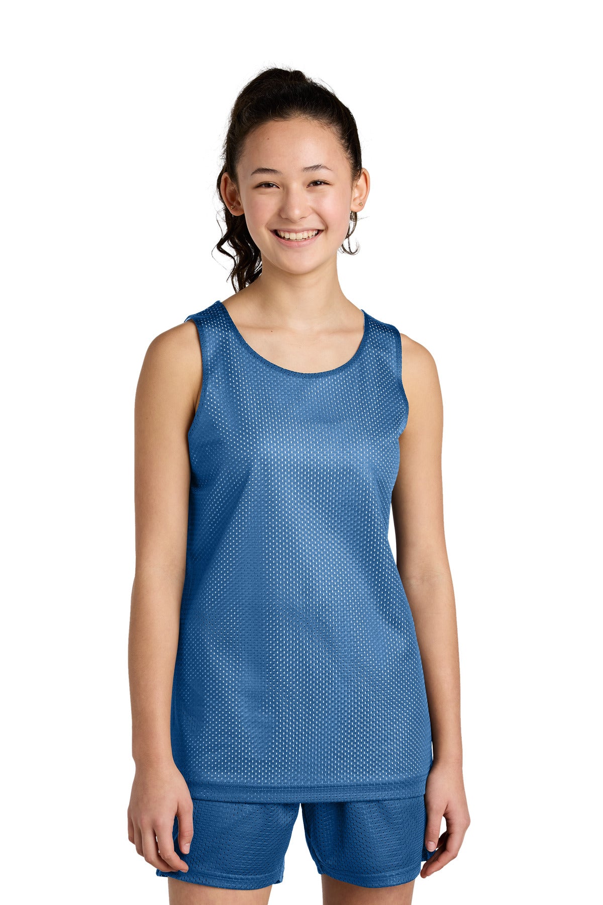 Sport-Tek Youth PosiCharge Reversible Mesh Tank - Carolina Blue/ White