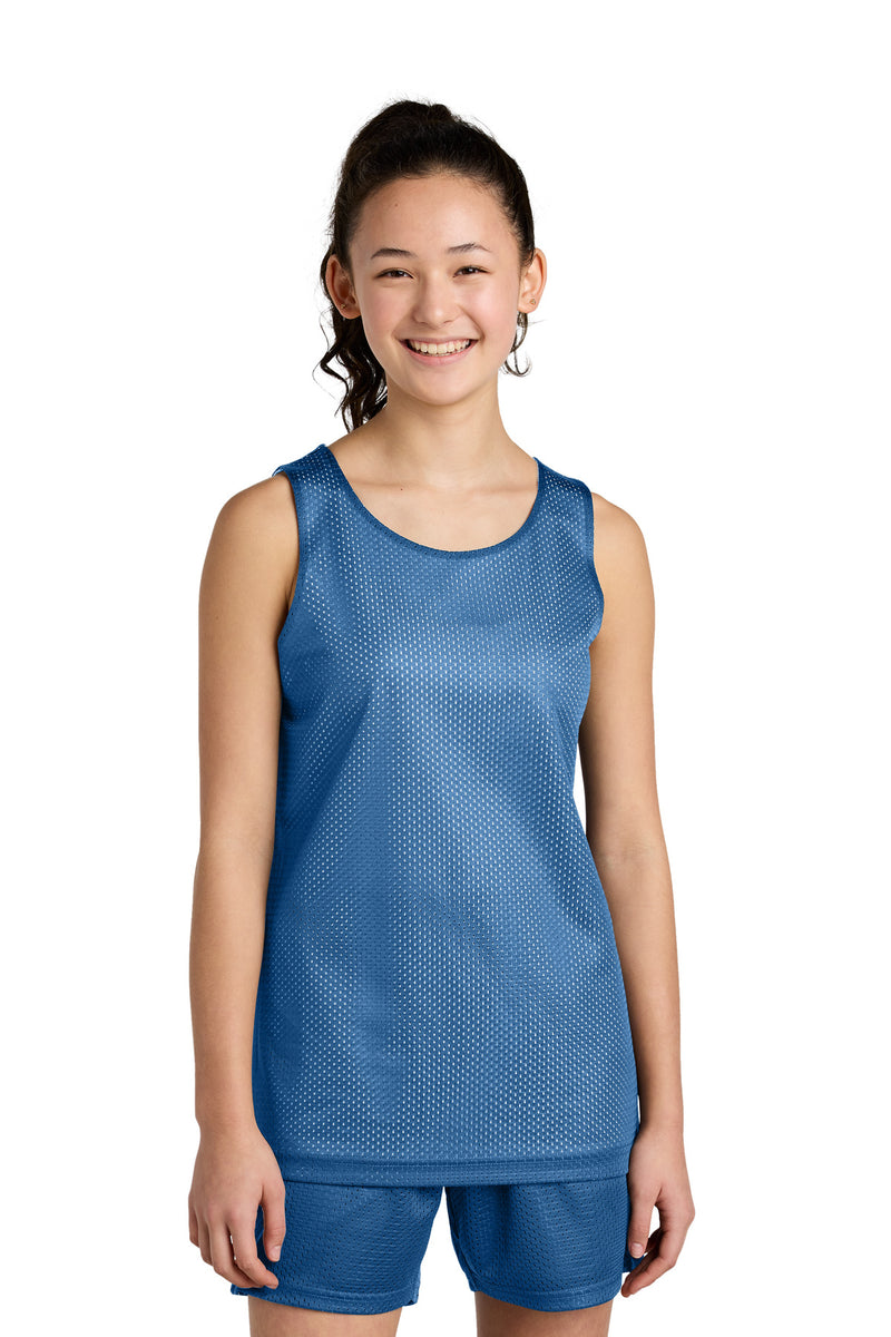 Sport-Tek Youth PosiCharge Reversible Mesh Tank - Carolina Blue/ White