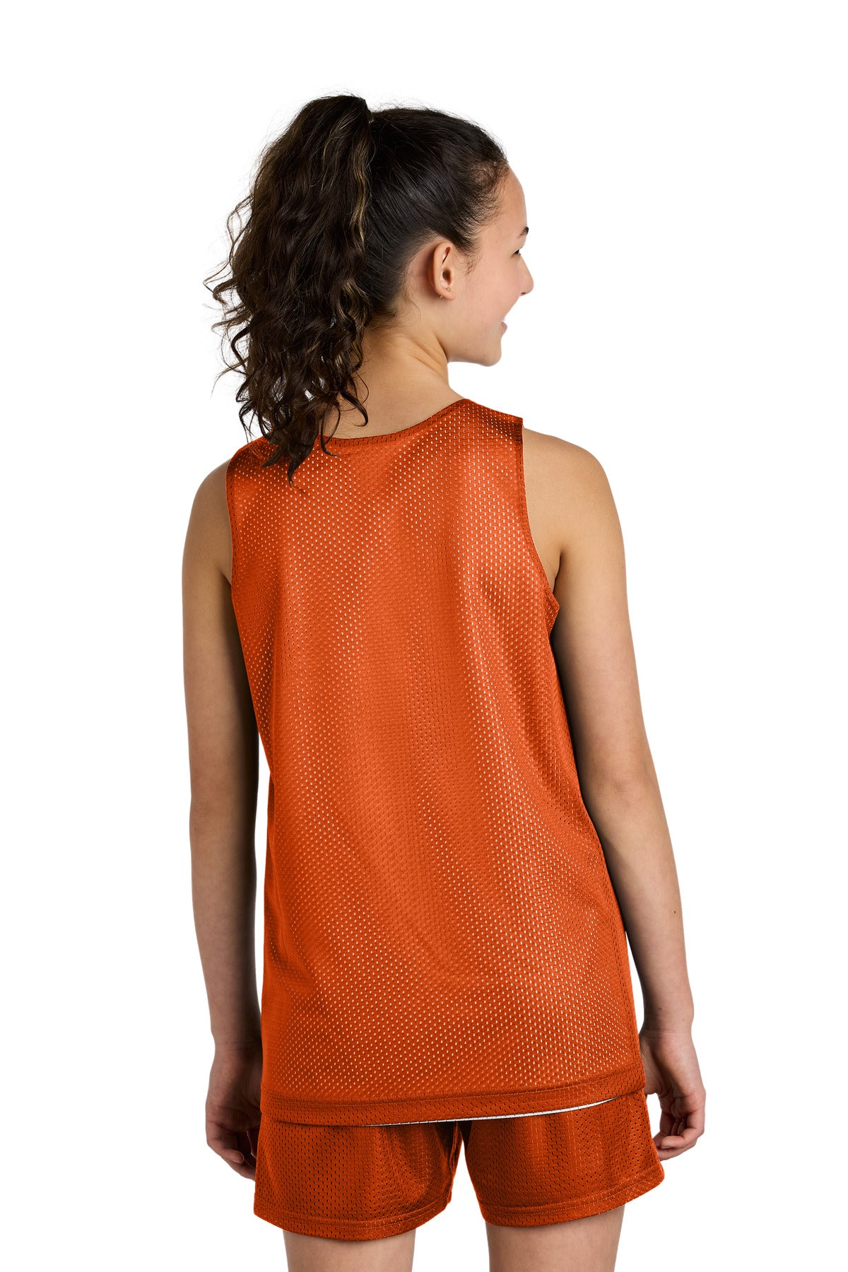 Sport-Tek Youth PosiCharge Reversible Mesh Tank - Deep Orange/ White