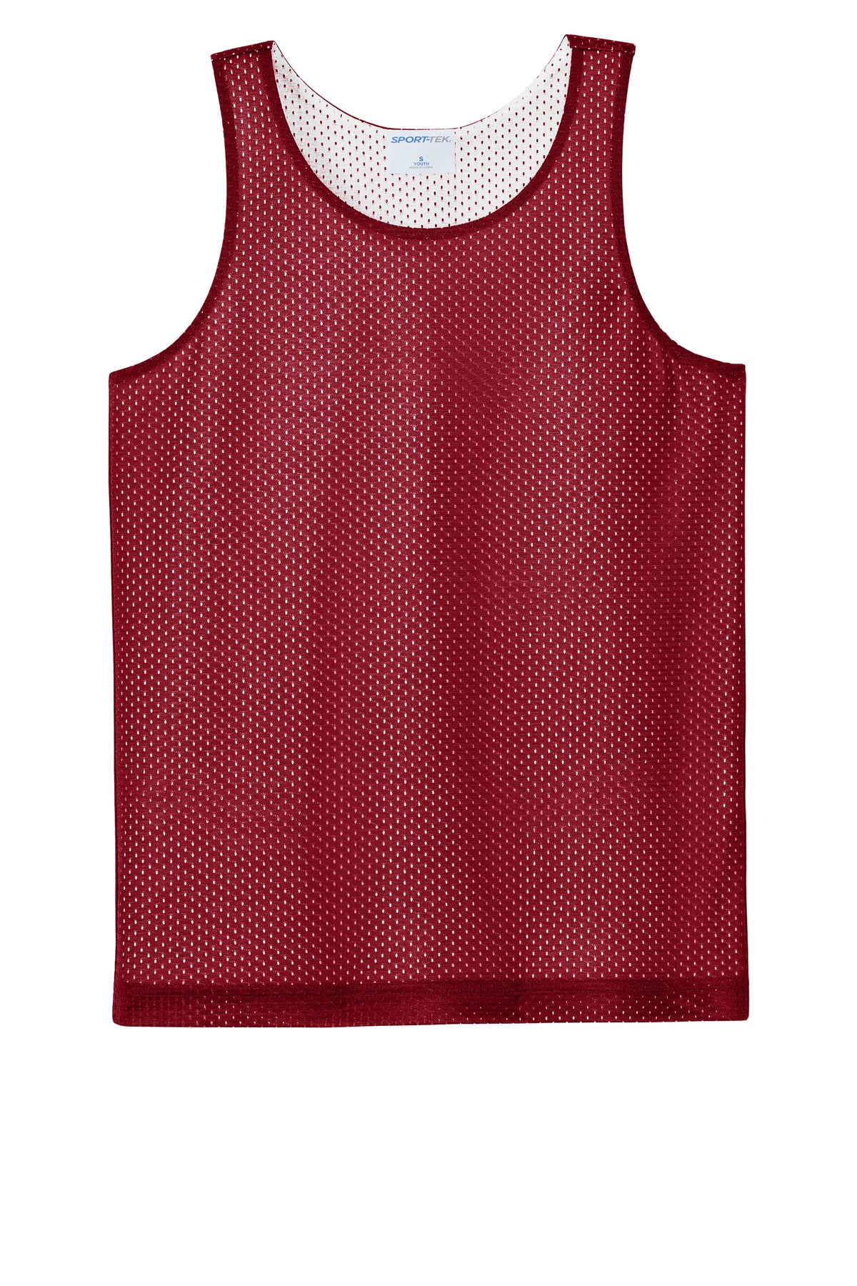 Sport-Tek Youth PosiCharge Reversible Mesh Tank - Deep Red/ White