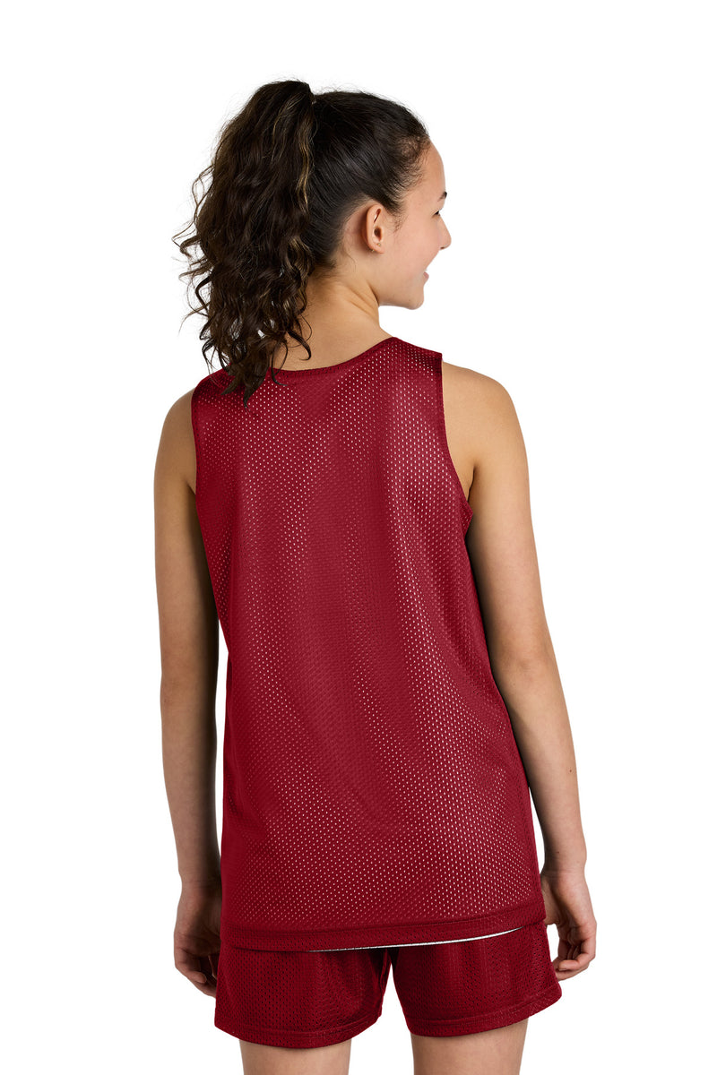 Sport-Tek Youth PosiCharge Reversible Mesh Tank - Deep Red/ White