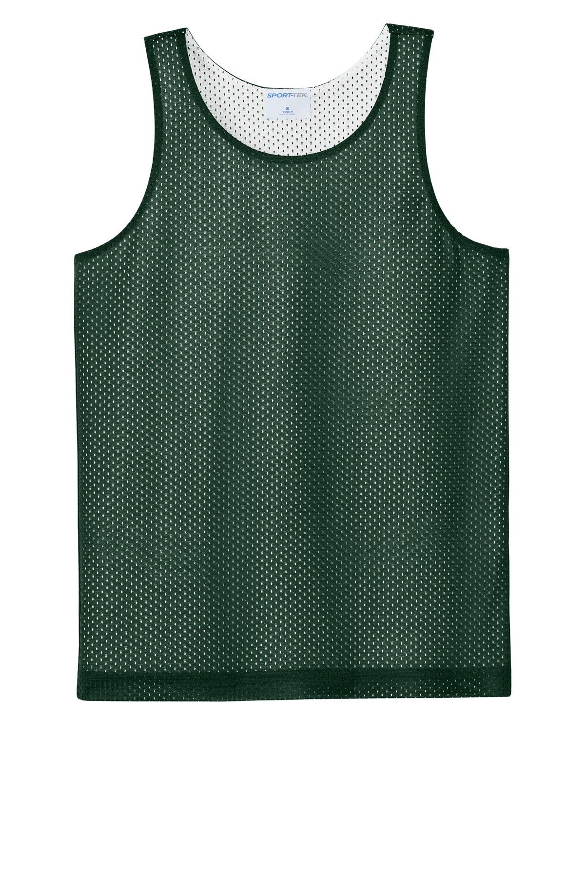 Sport-Tek Youth PosiCharge Reversible Mesh Tank - Forest Green/ White