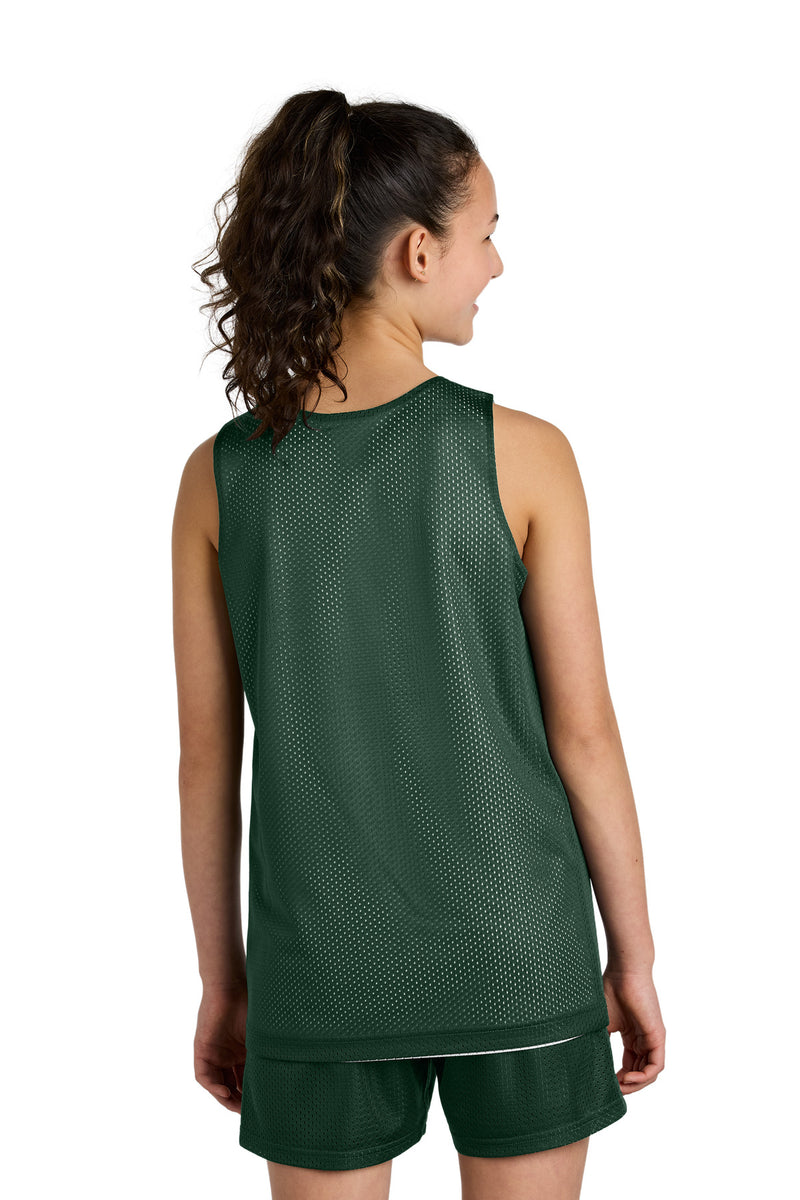 Sport-Tek Youth PosiCharge Reversible Mesh Tank - Forest Green/ White