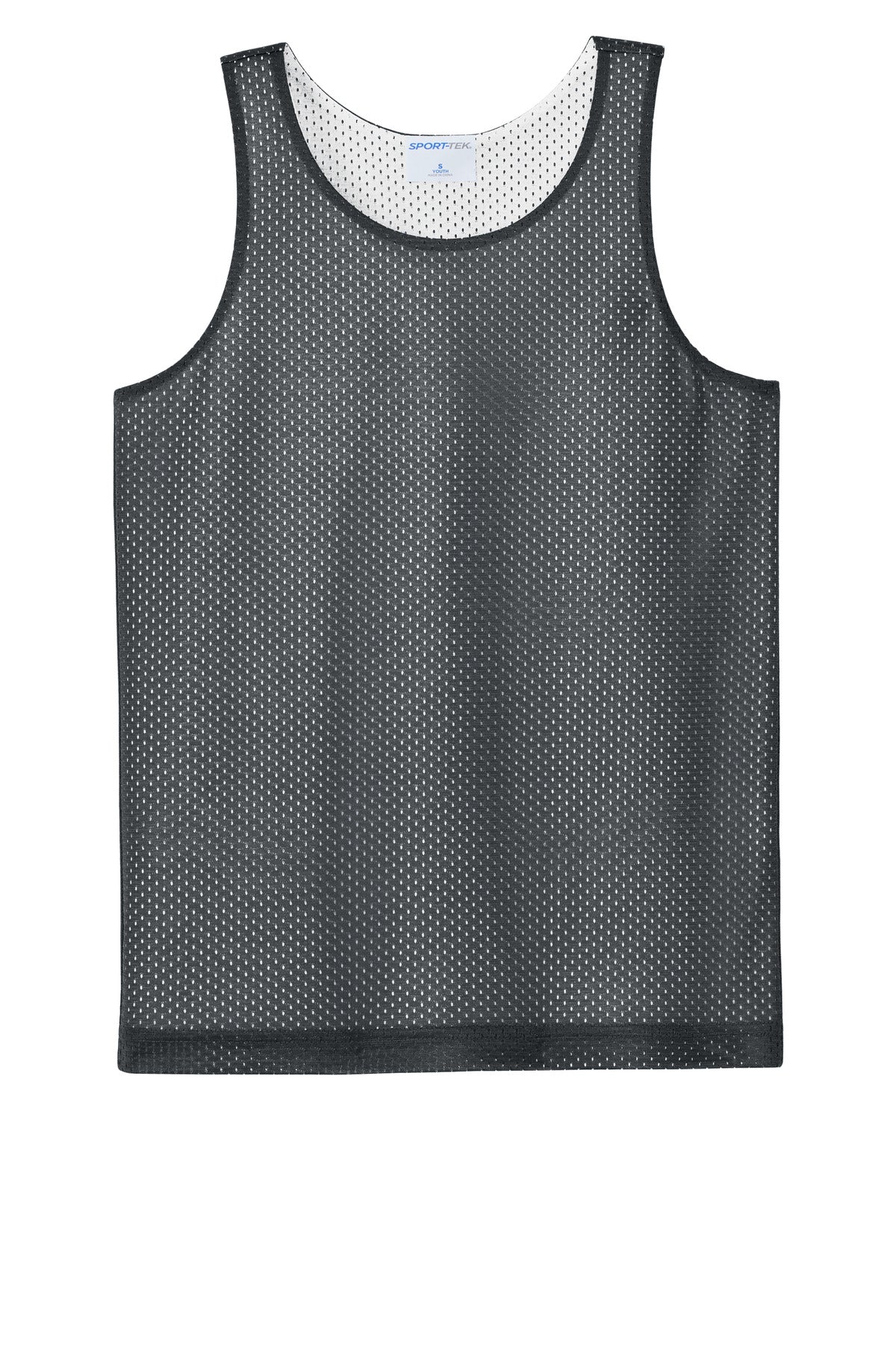 Sport-Tek Youth PosiCharge Reversible Mesh Tank - Iron Grey/ White