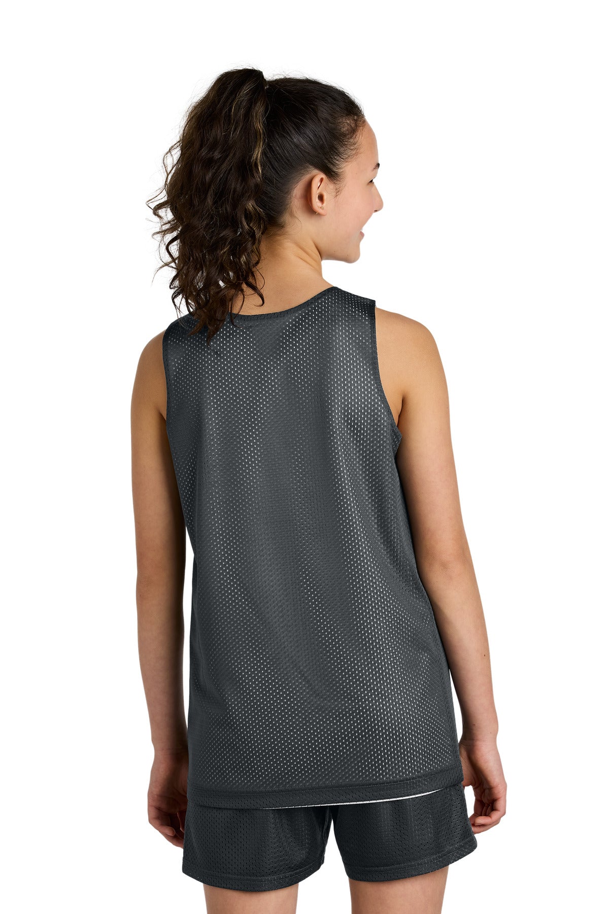 Sport-Tek Youth PosiCharge Reversible Mesh Tank - Iron Grey/ White