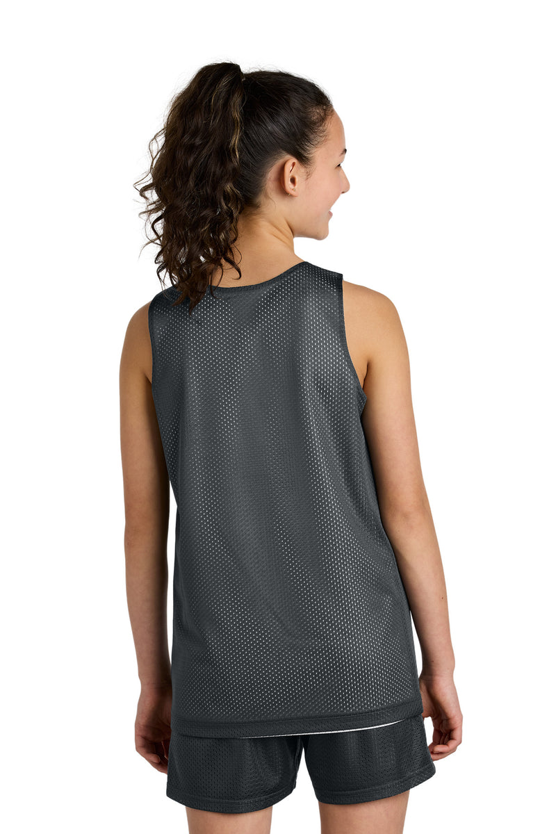 Sport-Tek Youth PosiCharge Reversible Mesh Tank - Iron Grey/ White