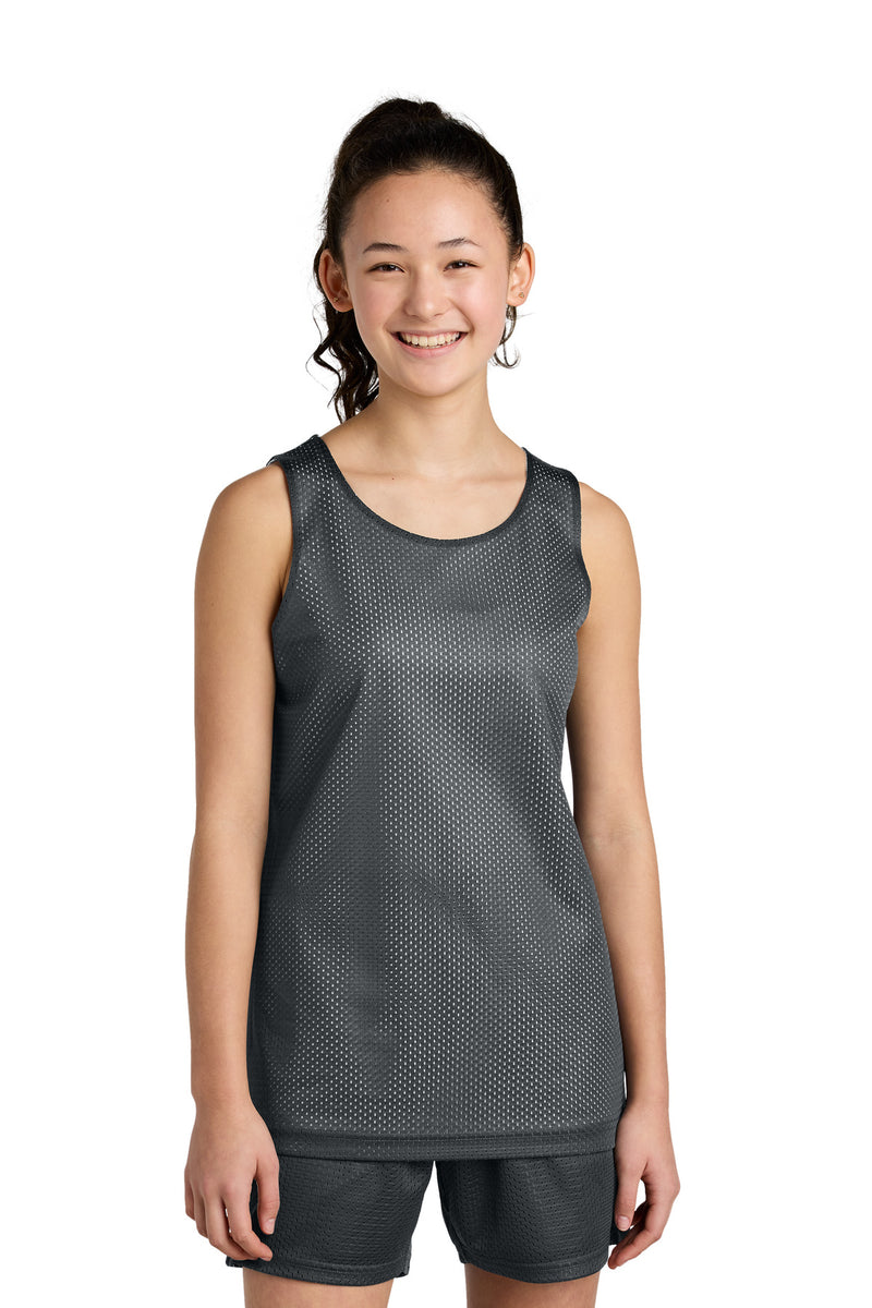 Sport-Tek Youth PosiCharge Reversible Mesh Tank - Iron Grey/ White