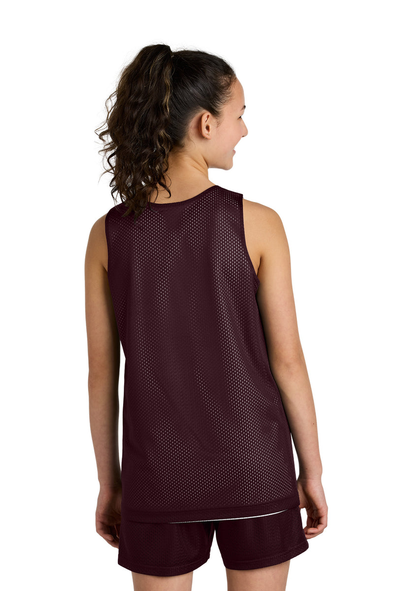Sport-Tek Youth PosiCharge Reversible Mesh Tank - Maroon/ White