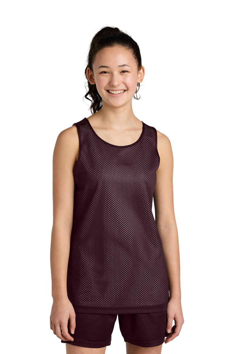Sport-Tek Youth PosiCharge Reversible Mesh Tank - Maroon/ White