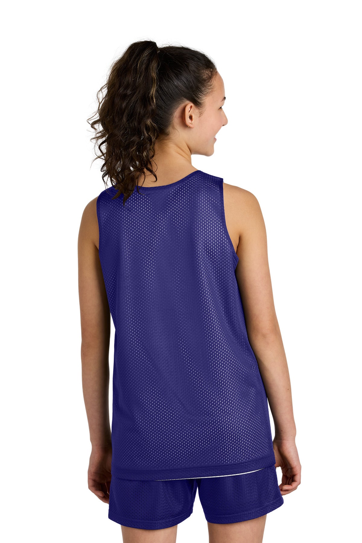 Sport-Tek Youth PosiCharge Reversible Mesh Tank - Purple/ White