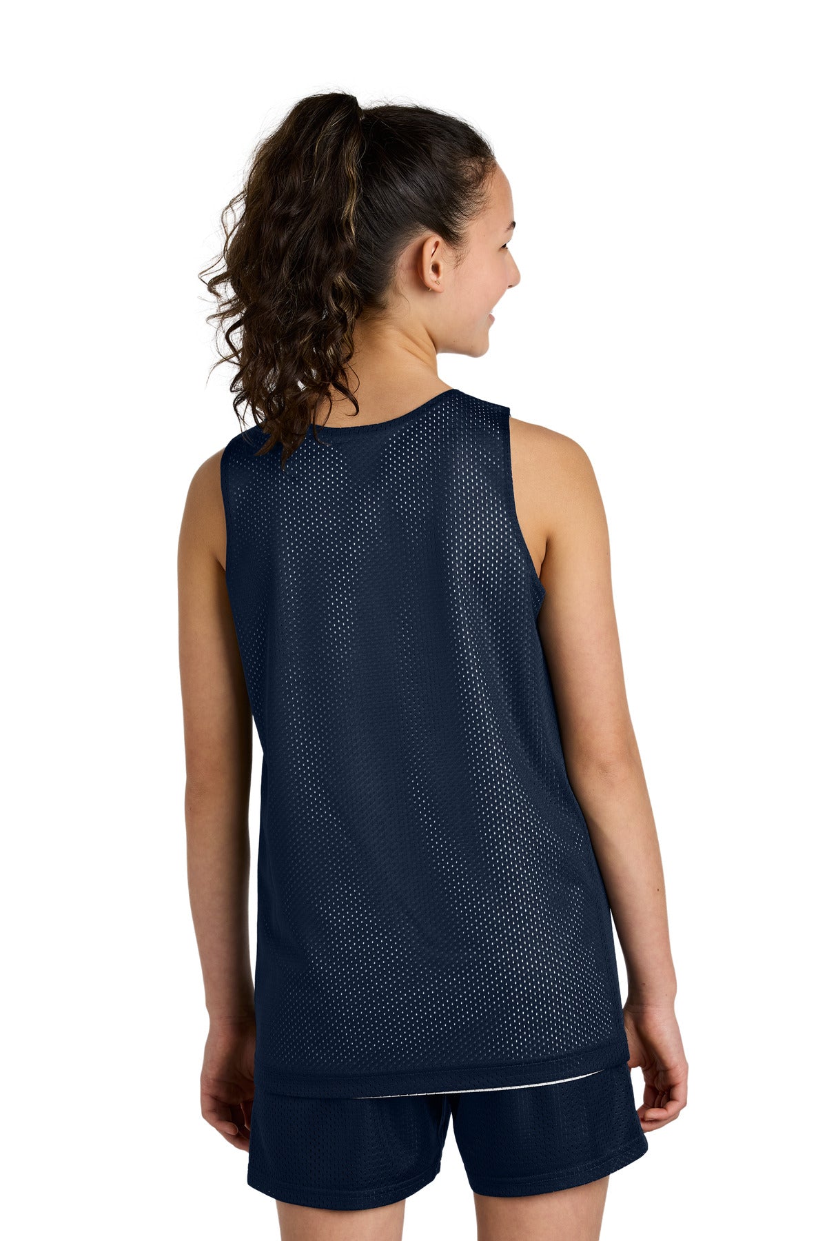 Sport-Tek Youth PosiCharge Reversible Mesh Tank - True Navy/ White