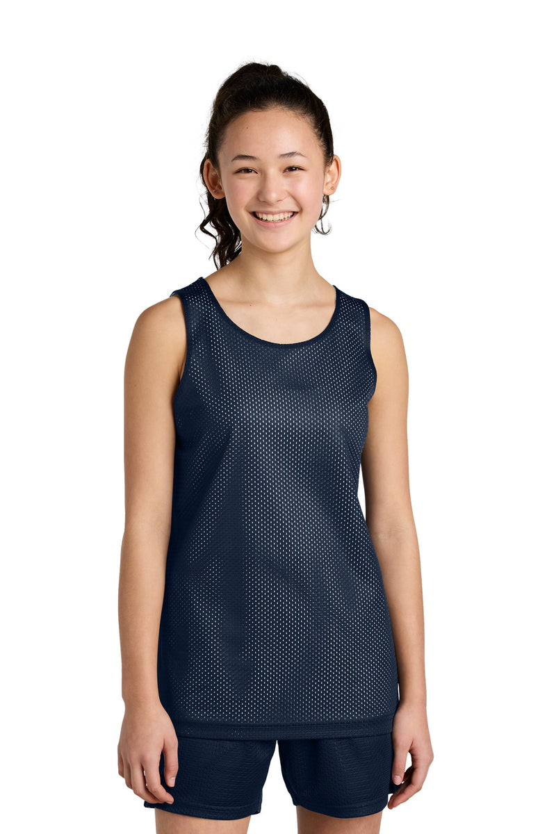 Sport-Tek Youth PosiCharge Reversible Mesh Tank - True Navy/ White