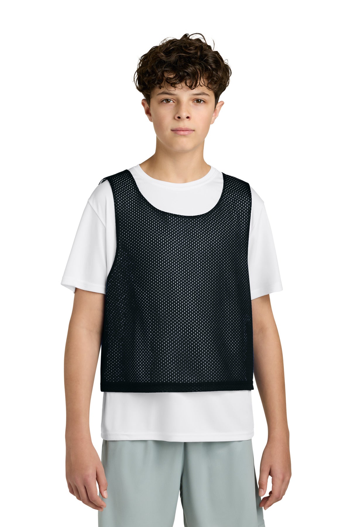 Sport-Tek Youth Lacrosse Reversible Pinnie - Black/ White