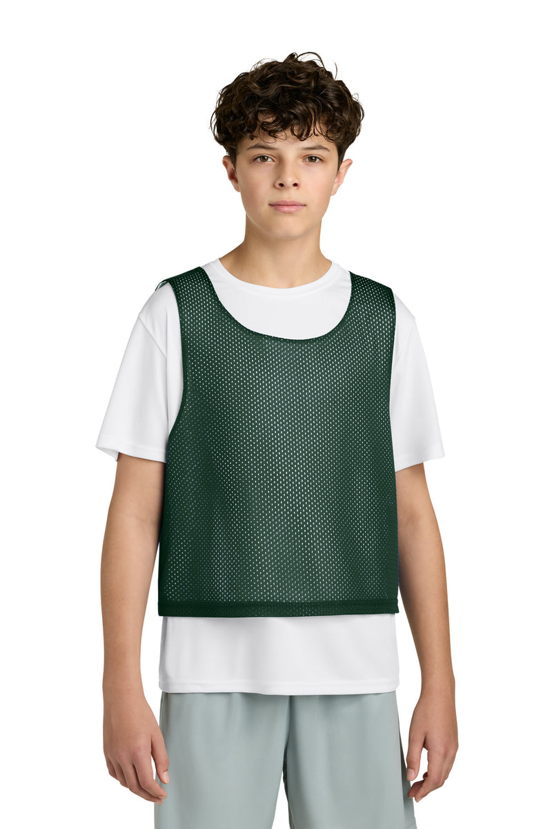 Sport-Tek Youth Lacrosse Reversible Pinnie - Forest Green/ White