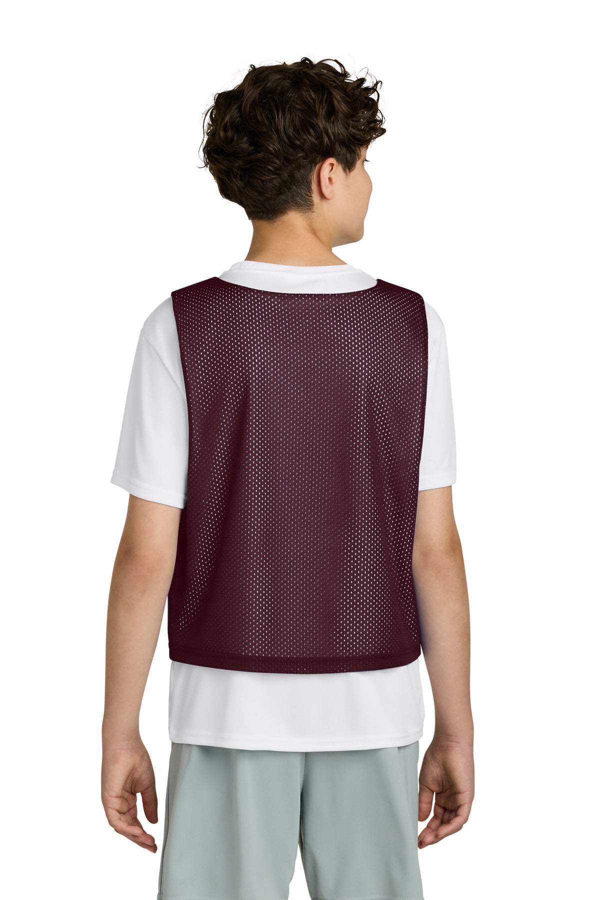Sport-Tek Youth Lacrosse Reversible Pinnie - Maroon/ White
