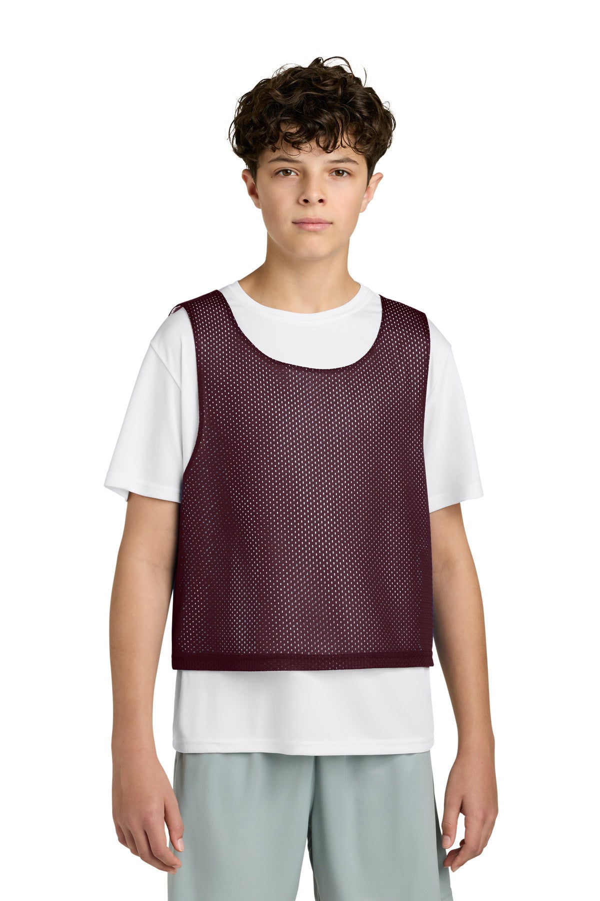 Sport-Tek Youth Lacrosse Reversible Pinnie - Maroon/ White