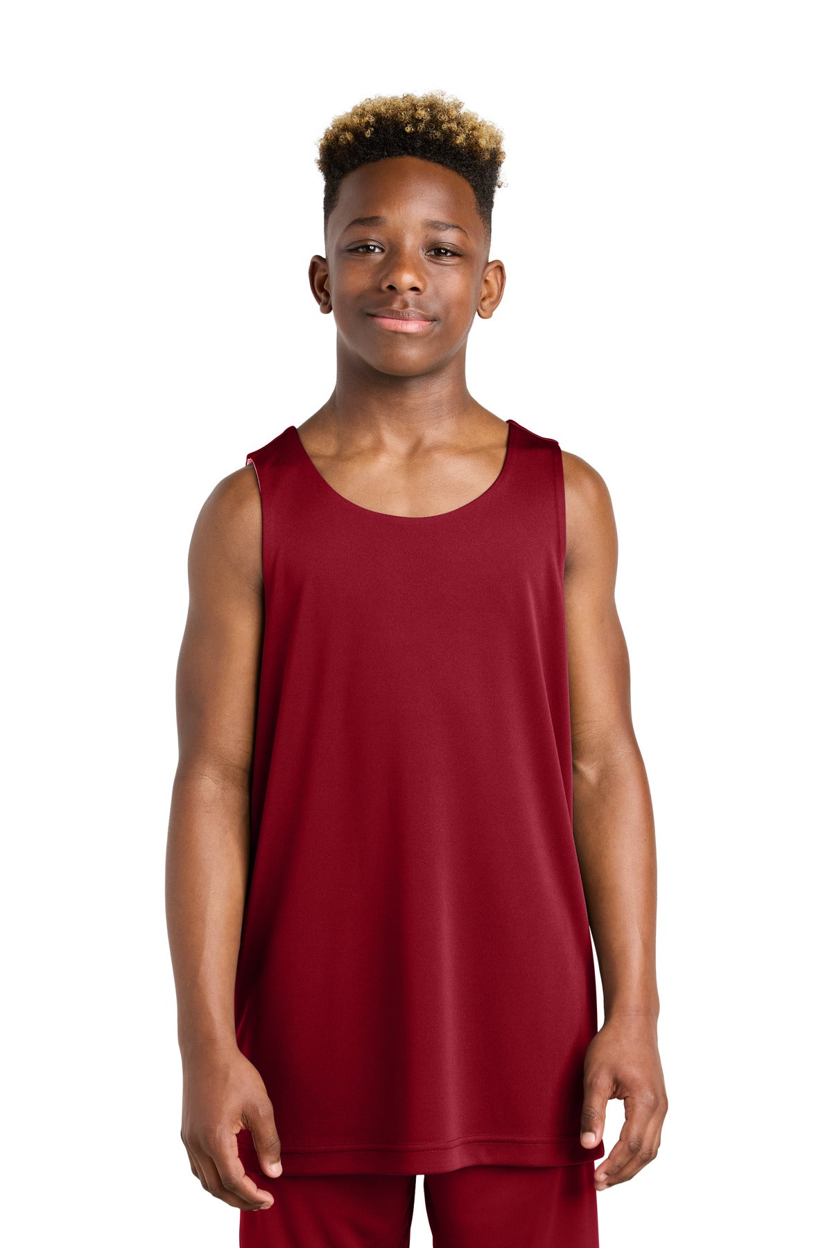 Sport-Tek Youth PosiCharge Competitor Rev Tank - Deep Red/ White