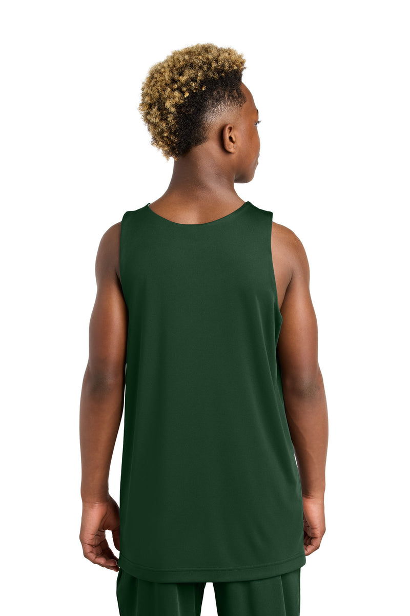 Sport-Tek Youth PosiCharge Competitor Rev Tank - Forest Green/ White