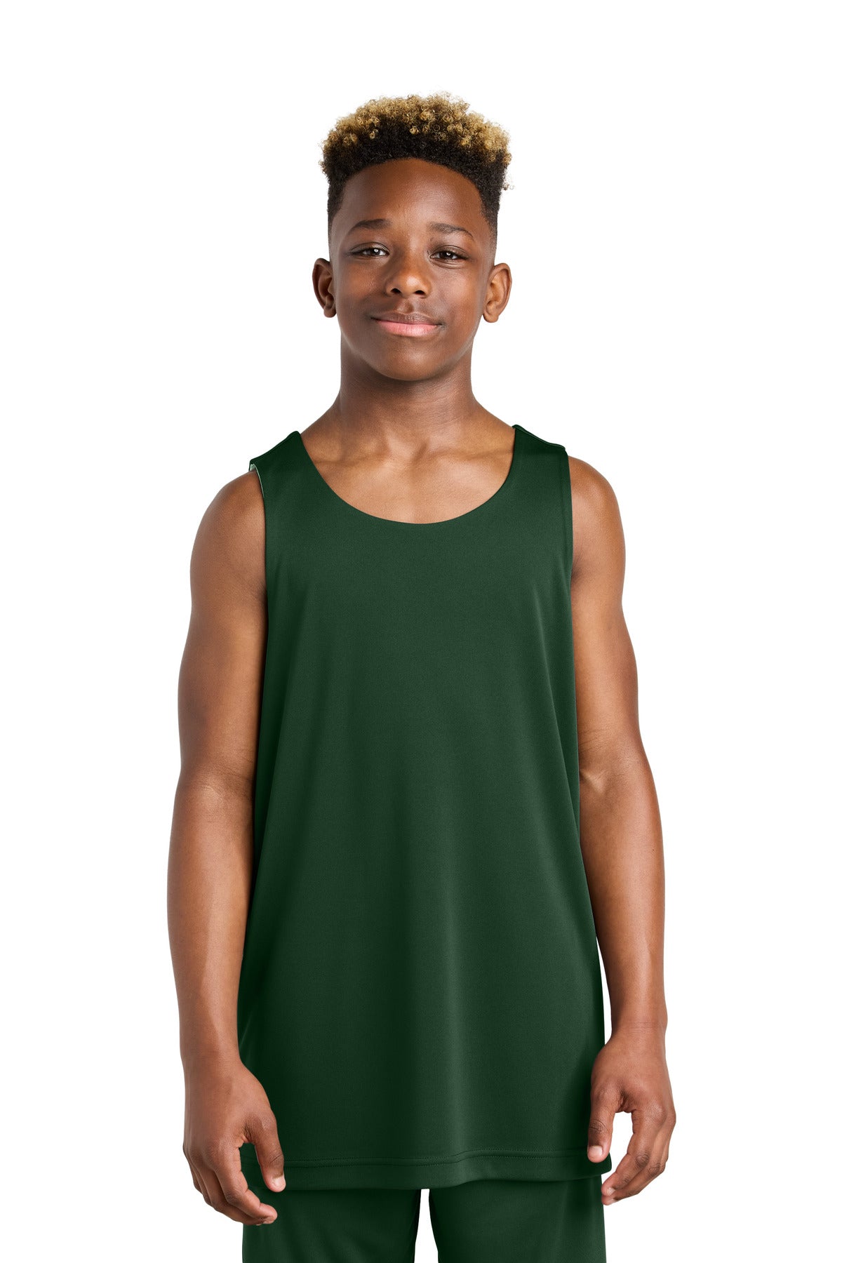 Sport-Tek Youth PosiCharge Competitor Rev Tank - Forest Green/ White