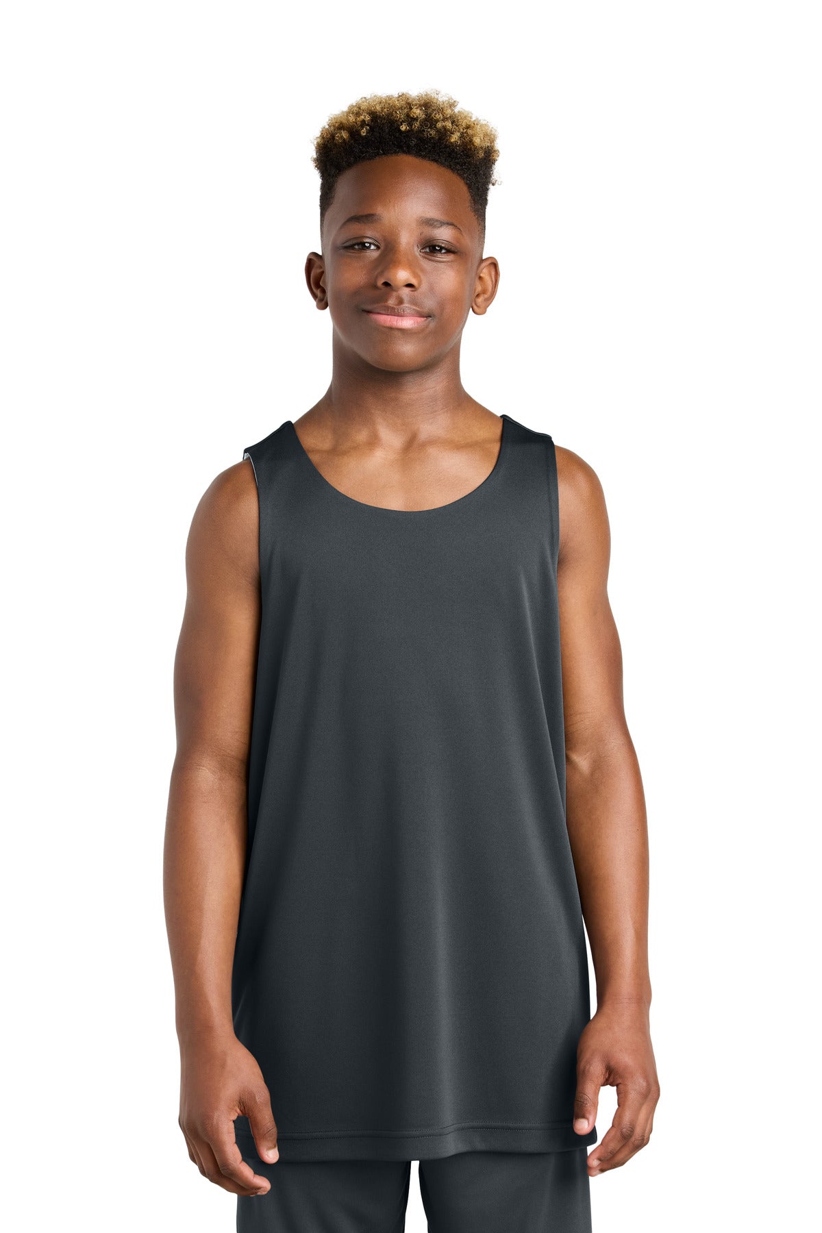Sport-Tek Youth PosiCharge Competitor Rev Tank - Iron Grey/ White