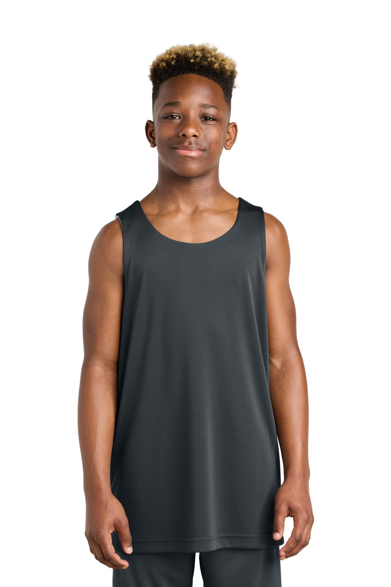 Sport-Tek Youth PosiCharge Competitor Rev Tank - Iron Grey/ White