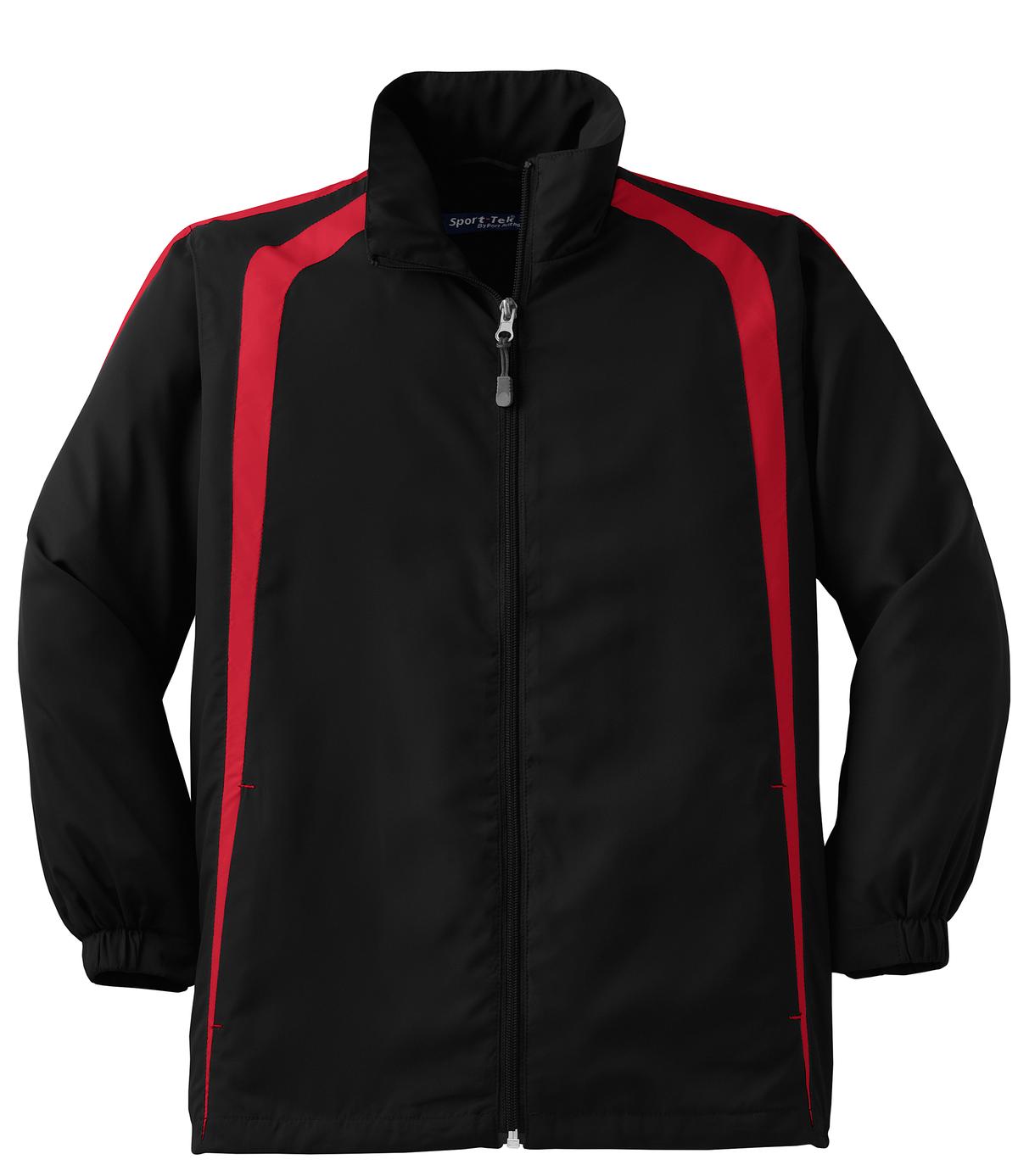 Sport-Tek Youth Colorblock Raglan Jacket - Black/ True Red