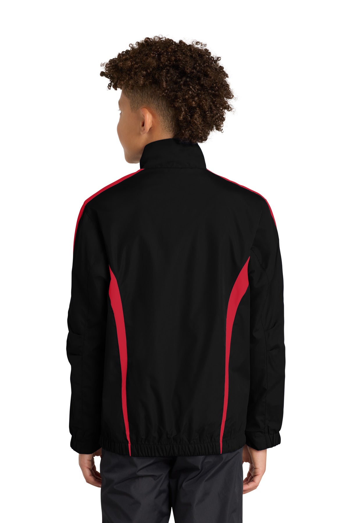 Sport-Tek Youth Colorblock Raglan Jacket - Black/ True Red