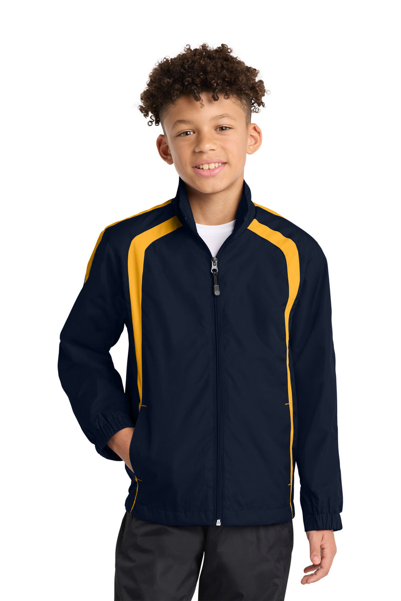 Sport-Tek Youth Colorblock Raglan Jacket - True Navy/ Gold
