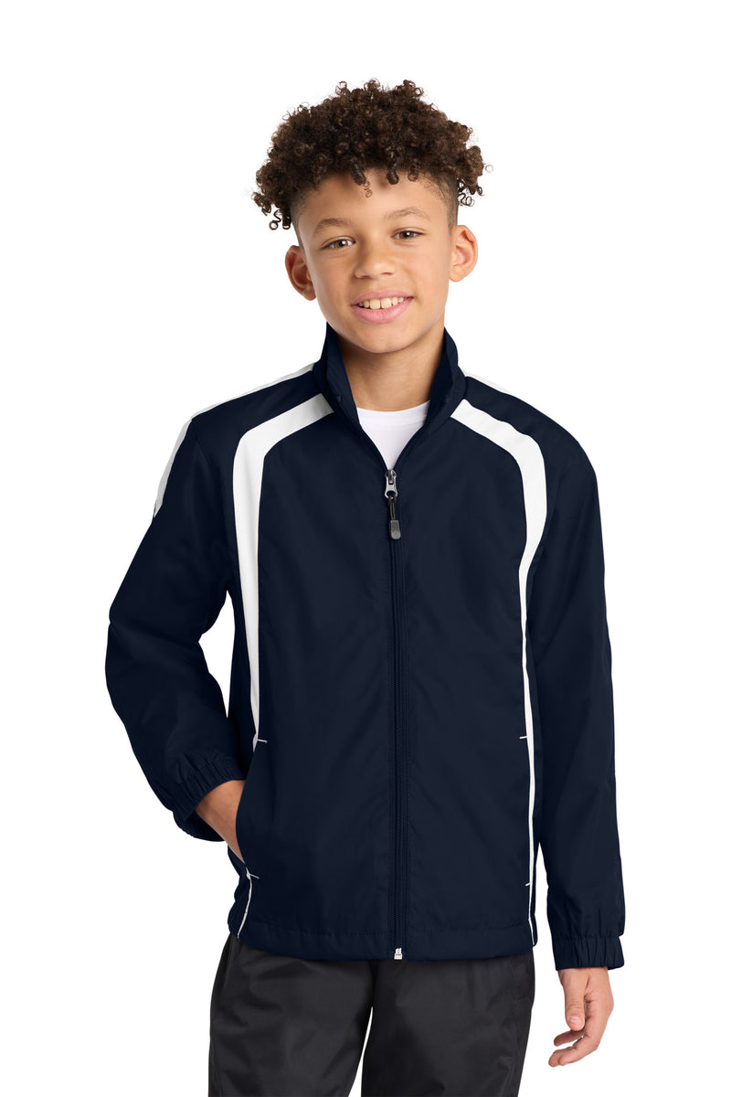 Sport-Tek Youth Colorblock Raglan Jacket - True Navy/ White