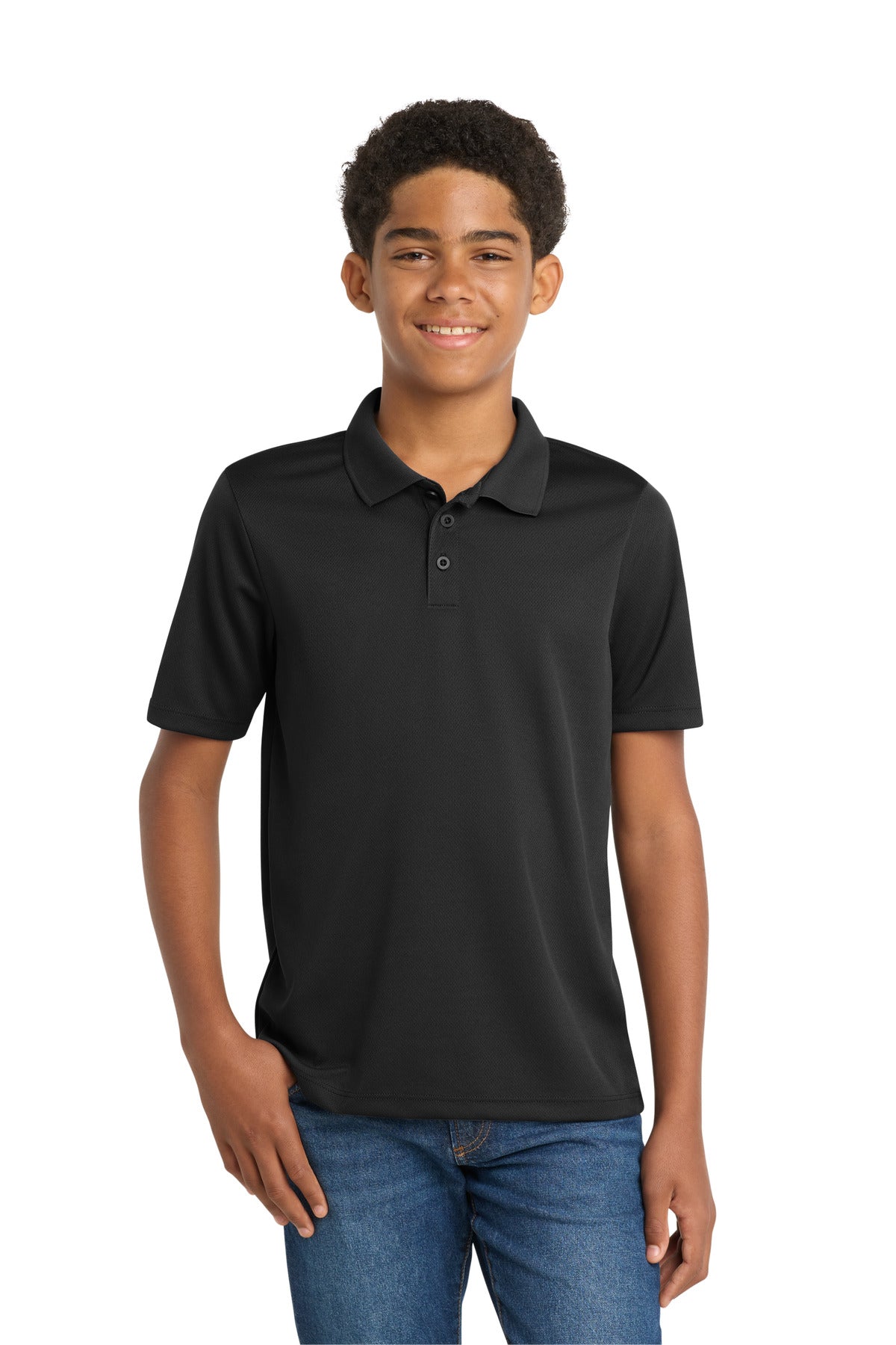 Sport-Tek Youth PosiCharge RacerMesh Polo - Black